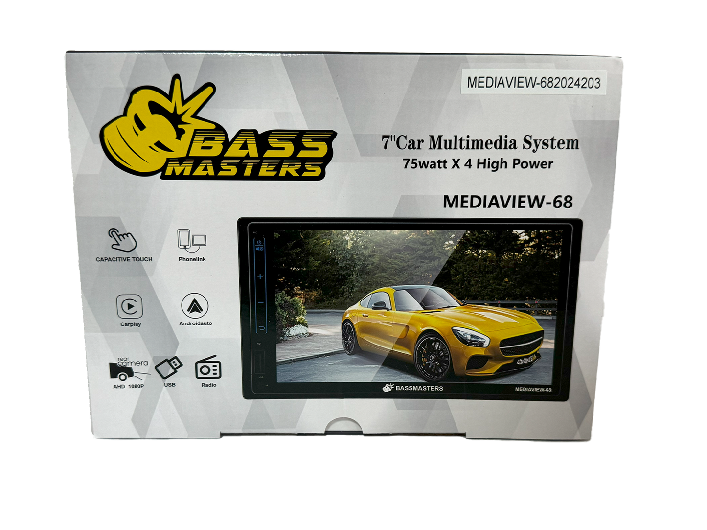 Bassmasters MEDIAVIEW-68 Wireless Apple CarPlay / Android Auto Double Din - audio agent