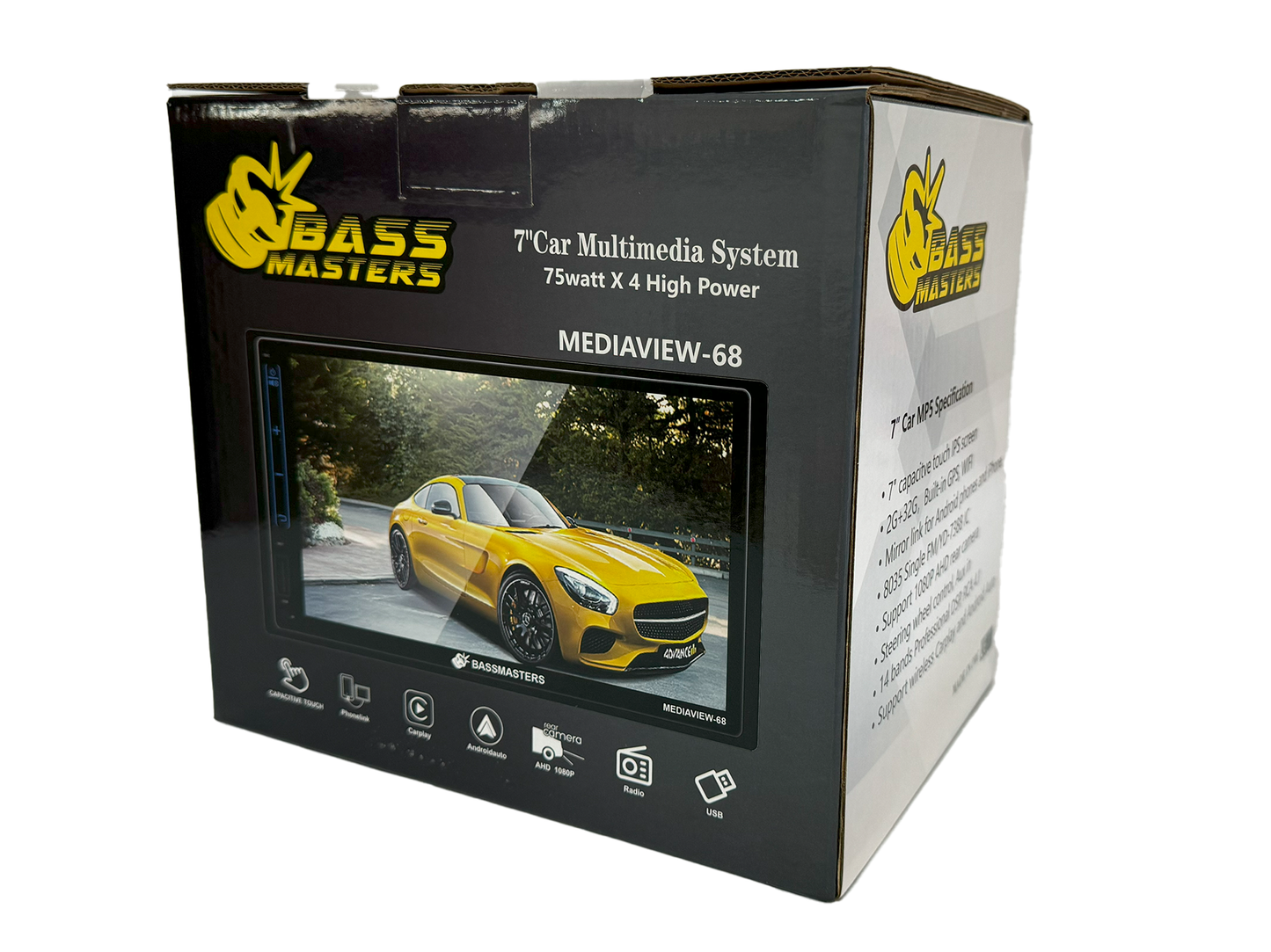 Bassmasters MEDIAVIEW-68 Wireless Apple CarPlay / Android Auto Double Din - audio agent