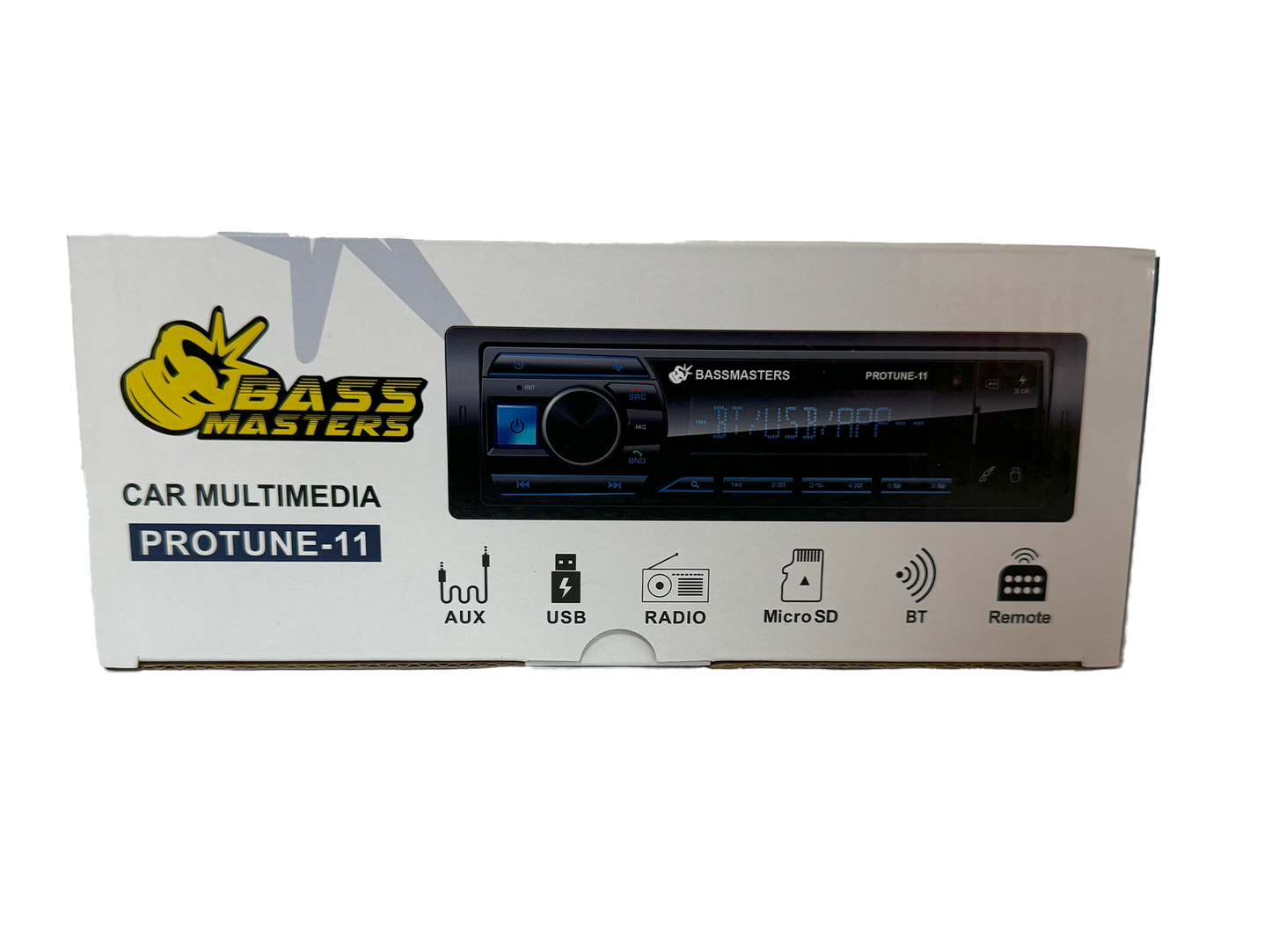 Bassmasters PROTUNE-11 Single Din Media Player Bluetooth/USB/AUX - audio agent