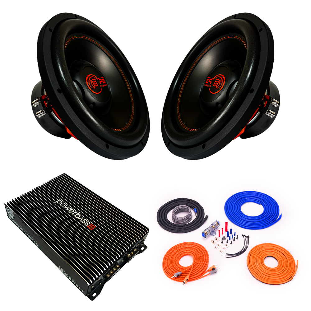 Powerbass ULTRA-12D4.V2 Dual Bass Combo 2400W RMS + Amplifier & Wiring Kit Powerbass