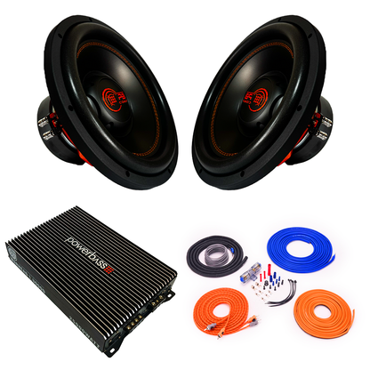Powerbass ULTRA-12D4.V2 Dual Bass Combo 2400W RMS + Amplifier & Wiring Kit Powerbass
